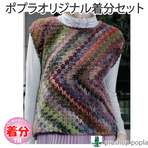 モザイク模様のベスト 編み物キット 毛糸のポプラ