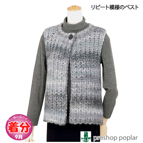 リピート模様のベスト 編み物キット 毛糸のポプラ