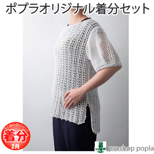 透かし模様のプルオーバー 編み図付 編み物キット