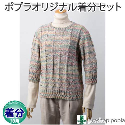 七分袖のプルオーバー 編み物キット 毛糸のポプラ