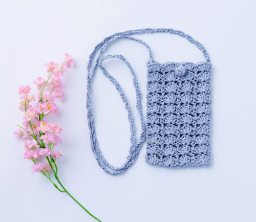 シェル模様のスマホポシェット｜編み物キット | 毛糸のプロ