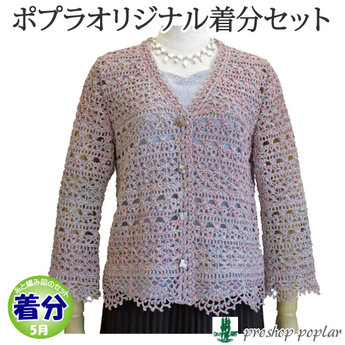 2パターン模様のおしゃれカーディガン 編み物キット 毛糸のプロショップ ポプラ本店