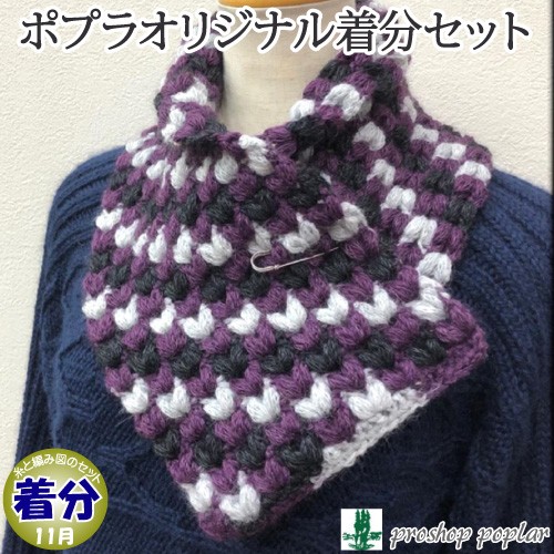 かわり玉編みのミニマフラー 編み物キット 毛糸のプロショップ ポプラ本店