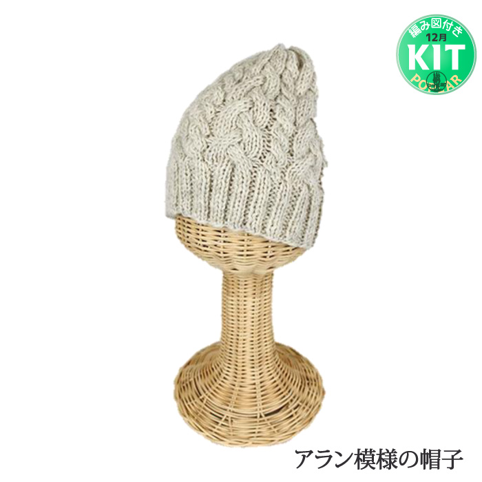 アラン模様の帽子｜編み物キット | 毛糸のプロショップ ポプラ本店