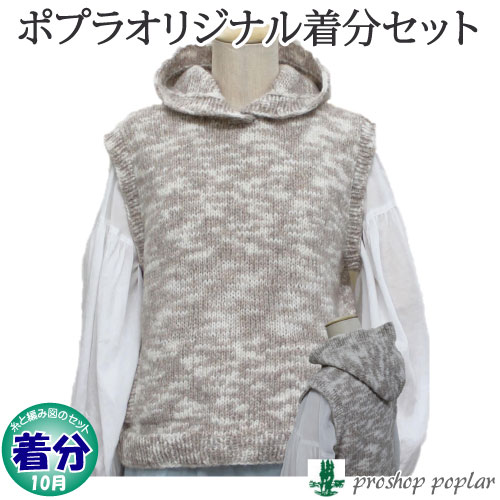 フード付きベスト 編み物キット 毛糸のプロショップ ポプラ本店