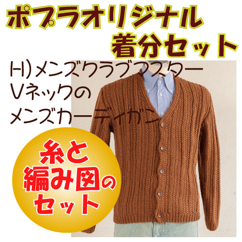 Vネックのメンズカーディガン 編み物キット色番1 58 毛糸のプロショップ ポプラ本店