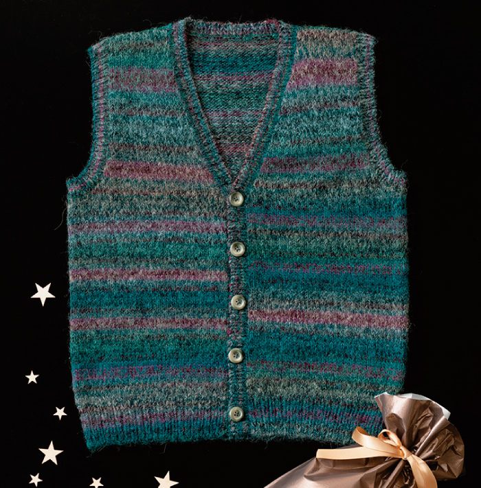 段染めメンズベストM・Lサイズ｜編み物キット 毛糸のポプラ | 毛糸の