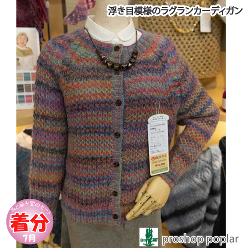 浮き目模様のラグランカーディガン 編み物キット