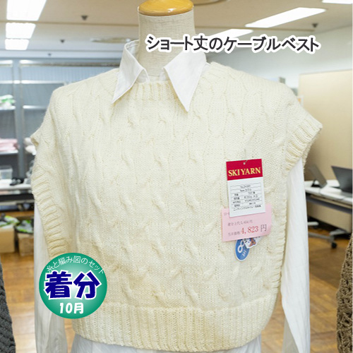 ショート丈のケーブルベスト｜編み物キット | 毛糸のプロショップ