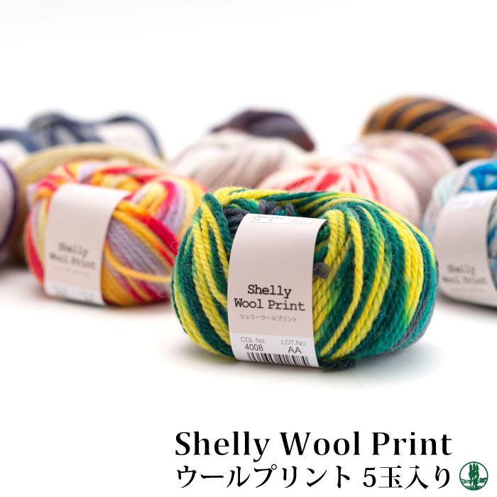 毛糸 並太 スキー毛糸 シェリーウールプリント(5玉) 5玉入1袋 毛
