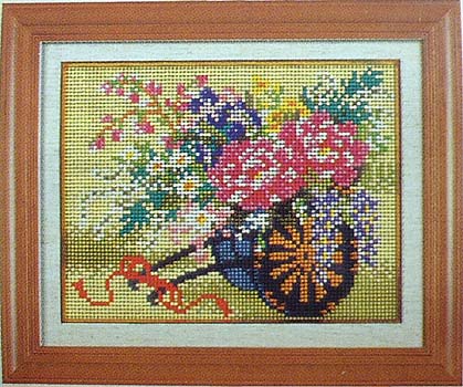 刺繍額 花車 (手芸 KIT スキー毛糸の元廣 G664 花車 1ケ ビーズ 刺繍額 花車 (手芸 KIT スキー毛糸の元廣 G664 花車 1ケ ビーズ