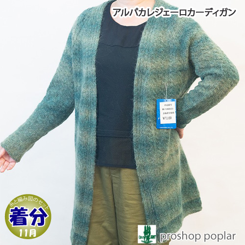 アルパカレジェーロカーディガン 編み物キット 毛糸のポプラ