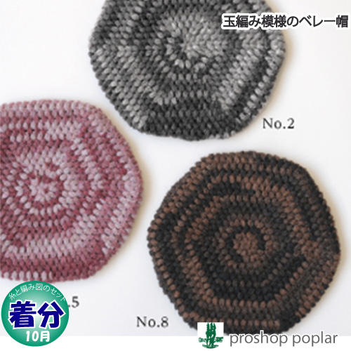 玉編み模様のベレー帽 編み物キット 毛糸のポプラ
