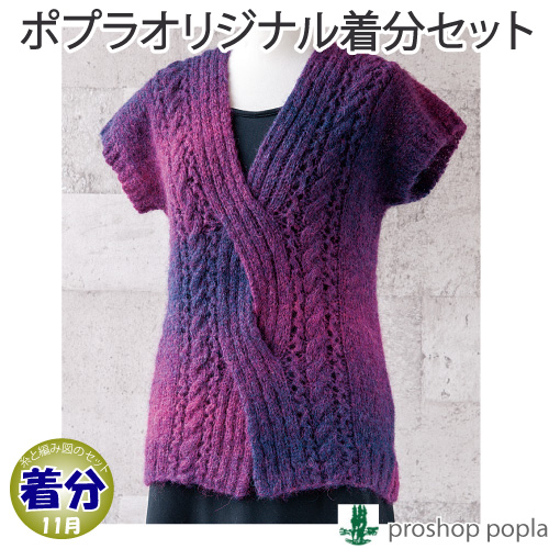 棒針のなわ編みべスト 編み物キット 毛糸のポプラ
