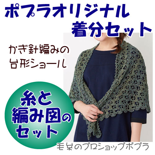 かぎ針編みの台形ショール 編み図付 編み物キット